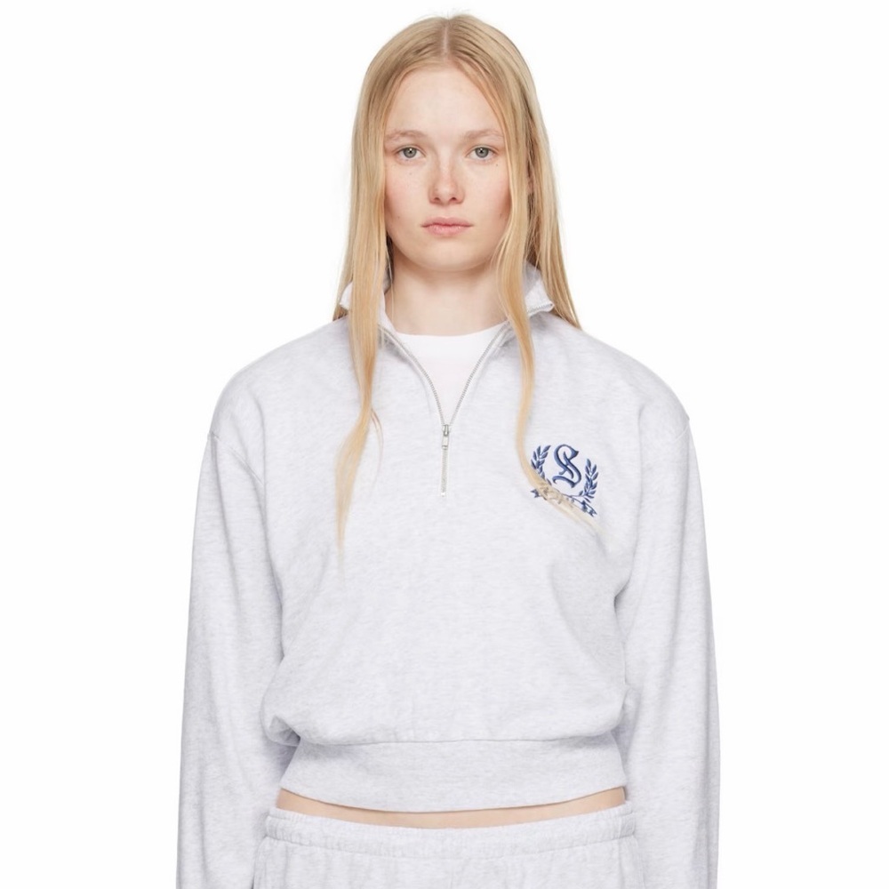 Skims Lightweight Fleece Shrunken Half Zip Sweatshirt Size XL NWT